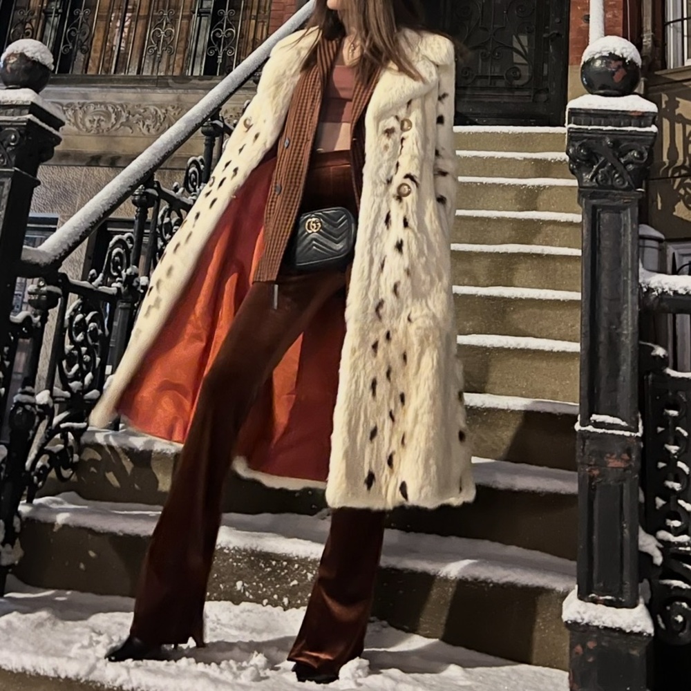 Vintage rabbit fur long coat